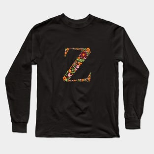 Retro Floral Letter Z Long Sleeve T-Shirt